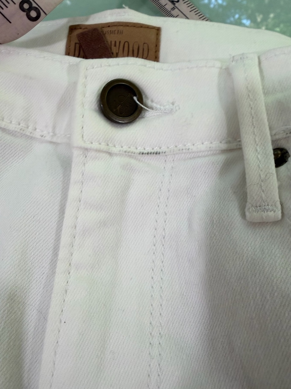 DRIFTWOOD White w Embroidered Floral Cuffs Cotton Blend Colette Jeans Pants 28 - Picture 6 of 7